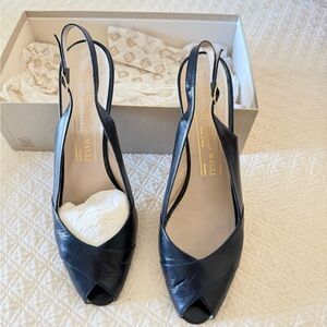 Bruno Magli Black Leather Slingback Heels